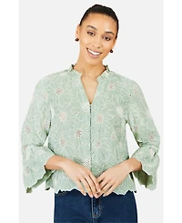 Yumi Women's 100% Cotton 3/4 Sleeve Shirt