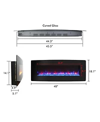 Clihome 48 inch Curved Front Wall Mounted Electric Fireplace