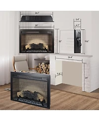 Clihome 28 inch Electric Fireplace Insert, Recessed Fireplace with Multi-color Flame