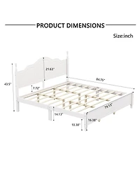 Streamdale Furniture King Size Retro Wave Platform Bed Frame with Wooden Slats