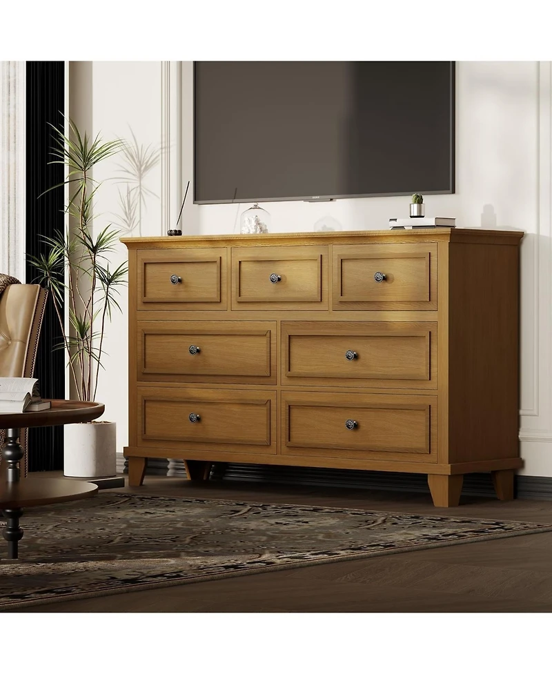 gaomon Dresser, 7 Drawer Dresser for Bedroom, 47" W Chest of Drawers with Deep Drawers, Closet Dressers with Metal Handle, Thickened Desktop