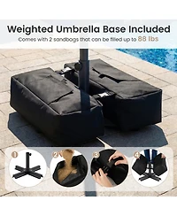 Sugift 9 Ft Patio Umbrella with Solar Led Lights and Weighted Base
