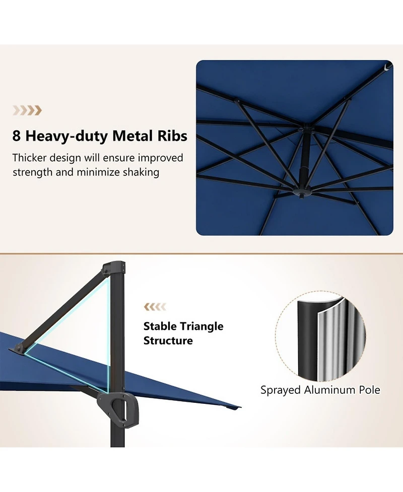 Sugift 11 x 9 Feet Cantilever Patio Umbrella with 360 Rotation and Easy Tilt Adjustment