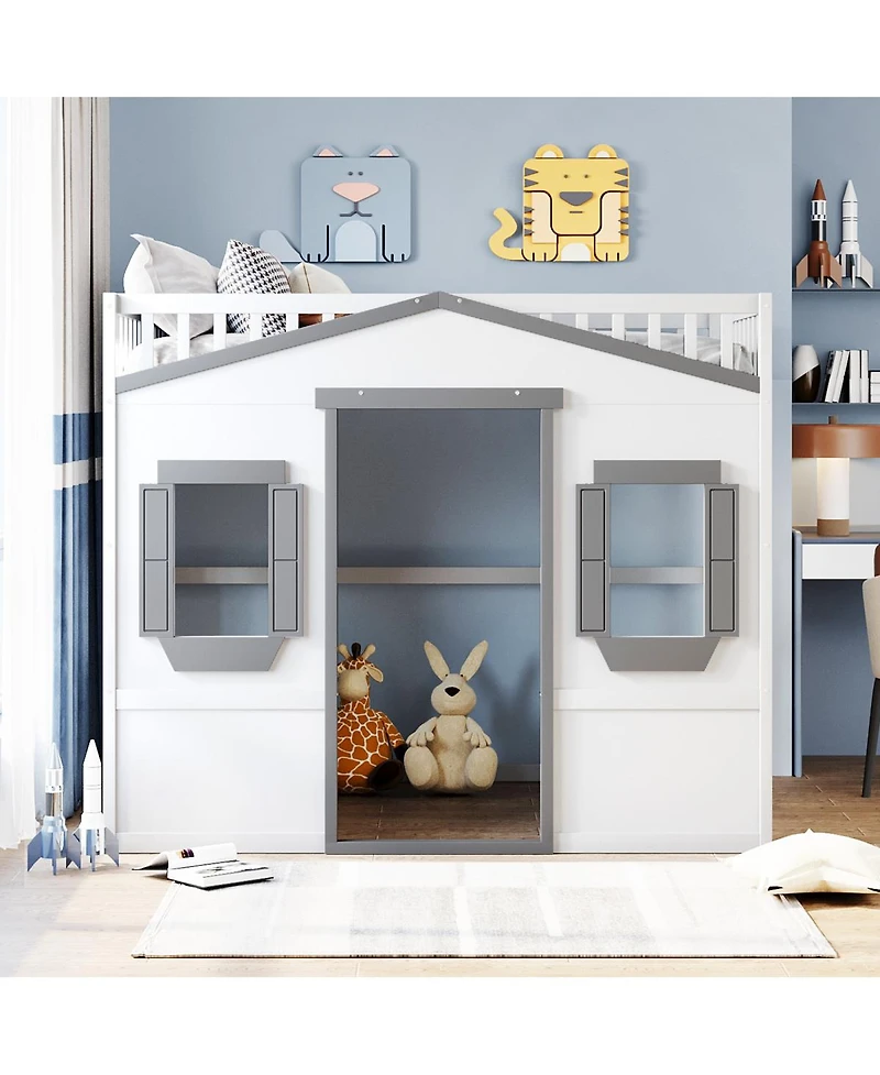 Streamdale Furniture Full Size House Loft Bed With Ladder