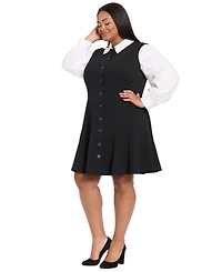 London Times Plus Collared Fit & Flare Shirt Dress