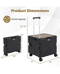 Mecale Foldable Utility Cart on 4 Rotating Wheels with Cup Holder, 75-l Capacity