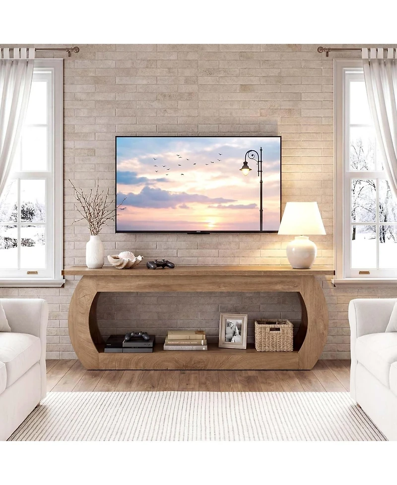 Tribesigns Tv Stand for 65 Inches, Wooden Entertainment Center with Storage, Farmhouse Media Tv Console Table