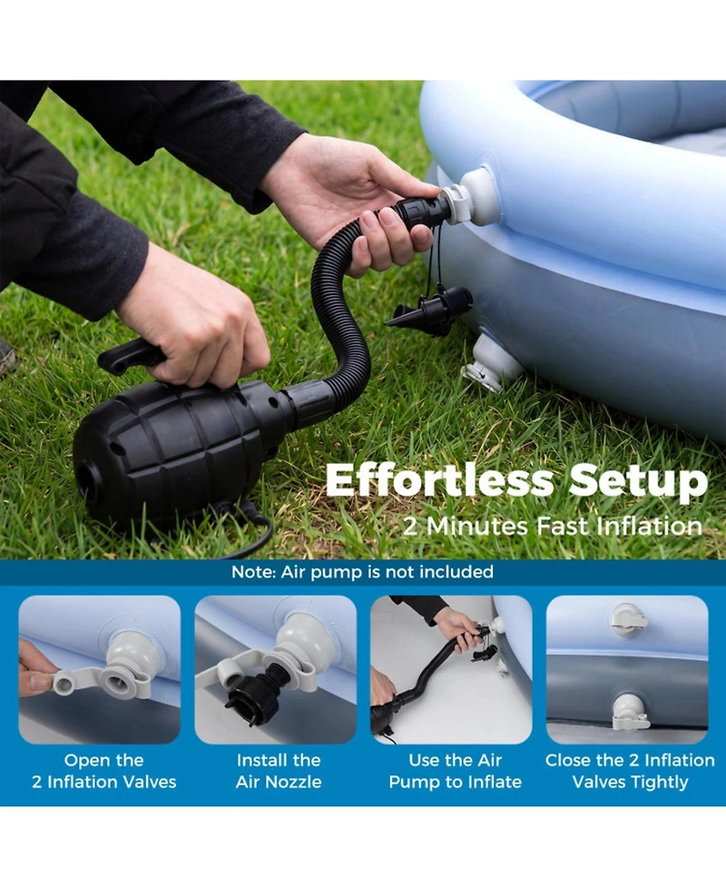 Sugift Inflatable Pool with Sunshade Canopy and 2 Air Chambers