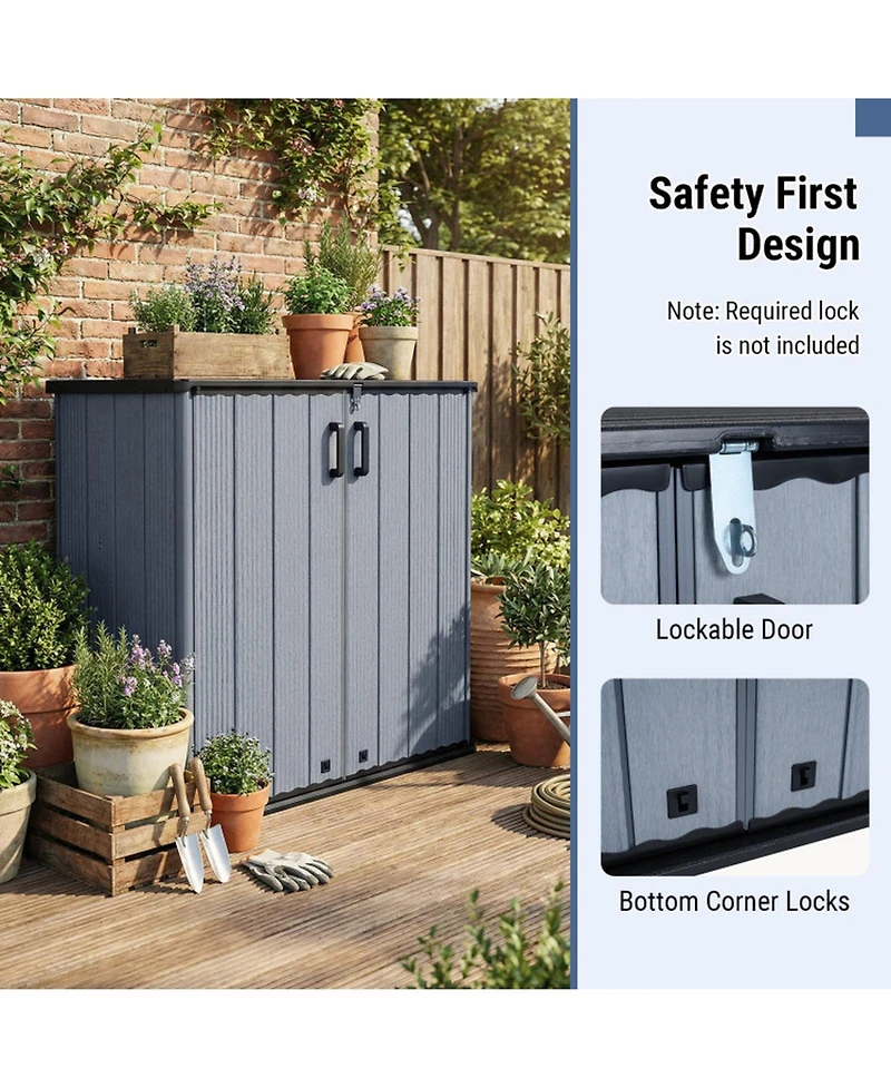 Gouun Outdoor Storage Shed All-Weather Box with Lockable Door Build