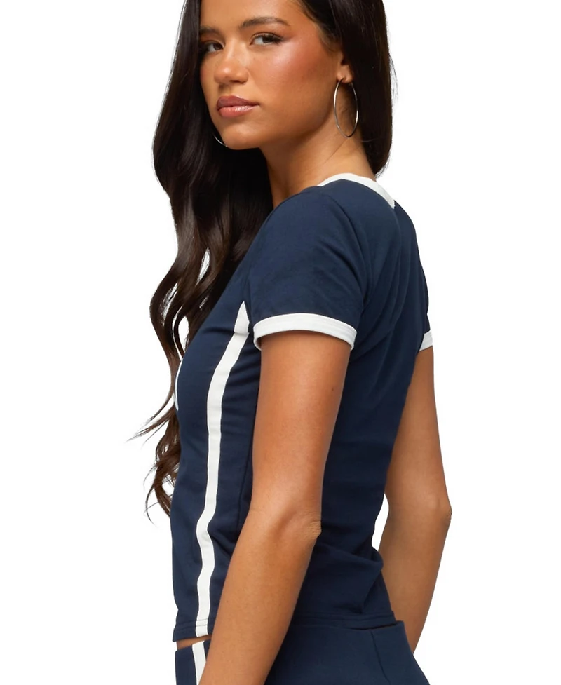 Edikted Women's England Girl V Neck T Shirt