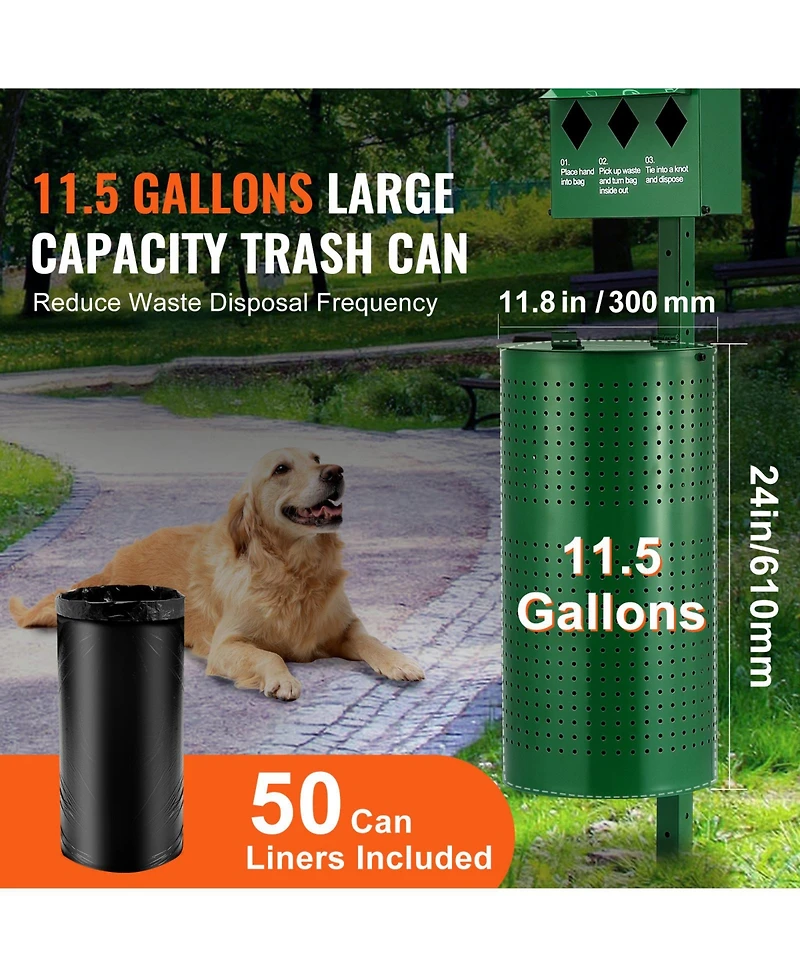 Vevor Dog Waste Station with 600 Poop Bags Commercial Park Pet