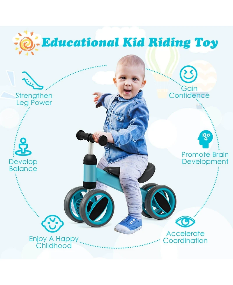 Mecale 4-Wheel Baby Balance Bike for 1-2 Year Olds, 44-lb Capacity