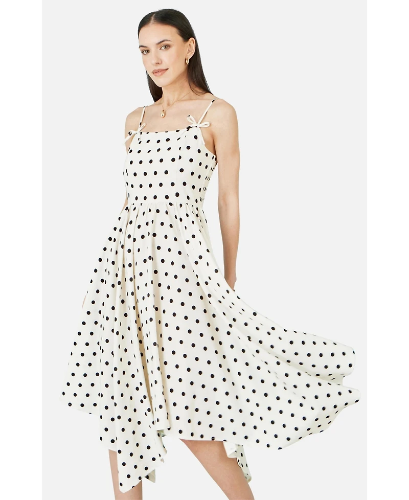 Yumi Women's Square Neck Hankerchief Hem Dress