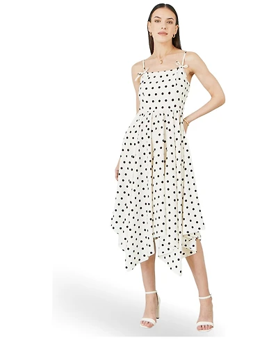Yumi Women's Square Neck Hankerchief Hem Dress