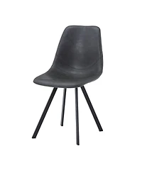 LeisureMod Markley Modern Leather Dining Chair With Metal Legs Set of 2