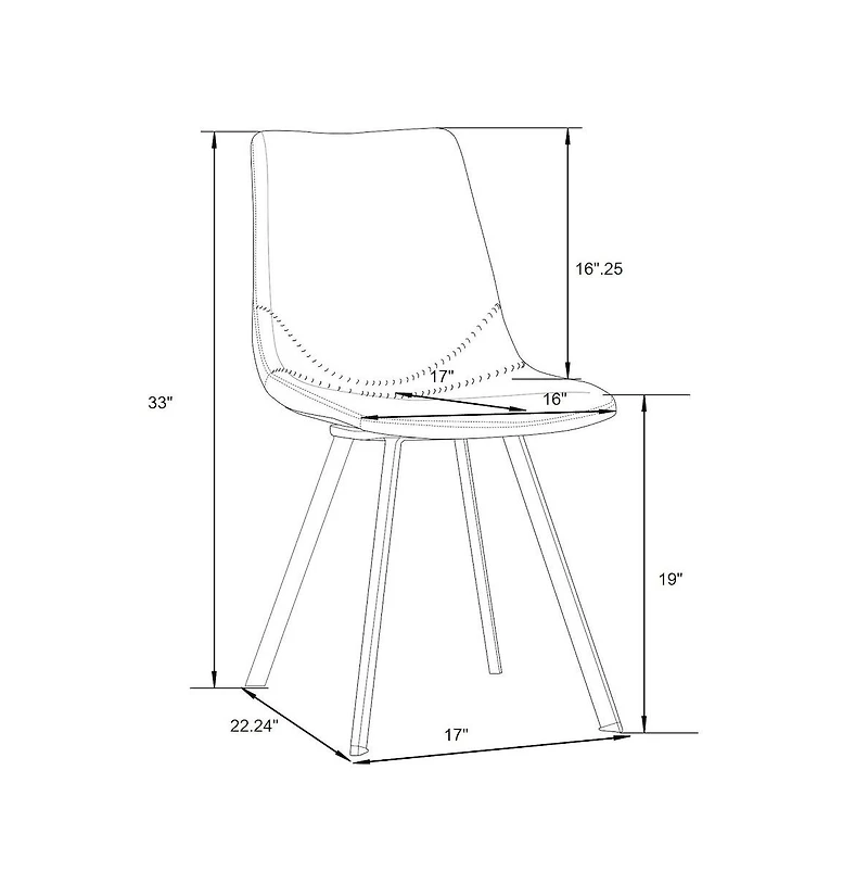 LeisureMod Markley Modern Leather Dining Chair With Metal Legs Set of 2