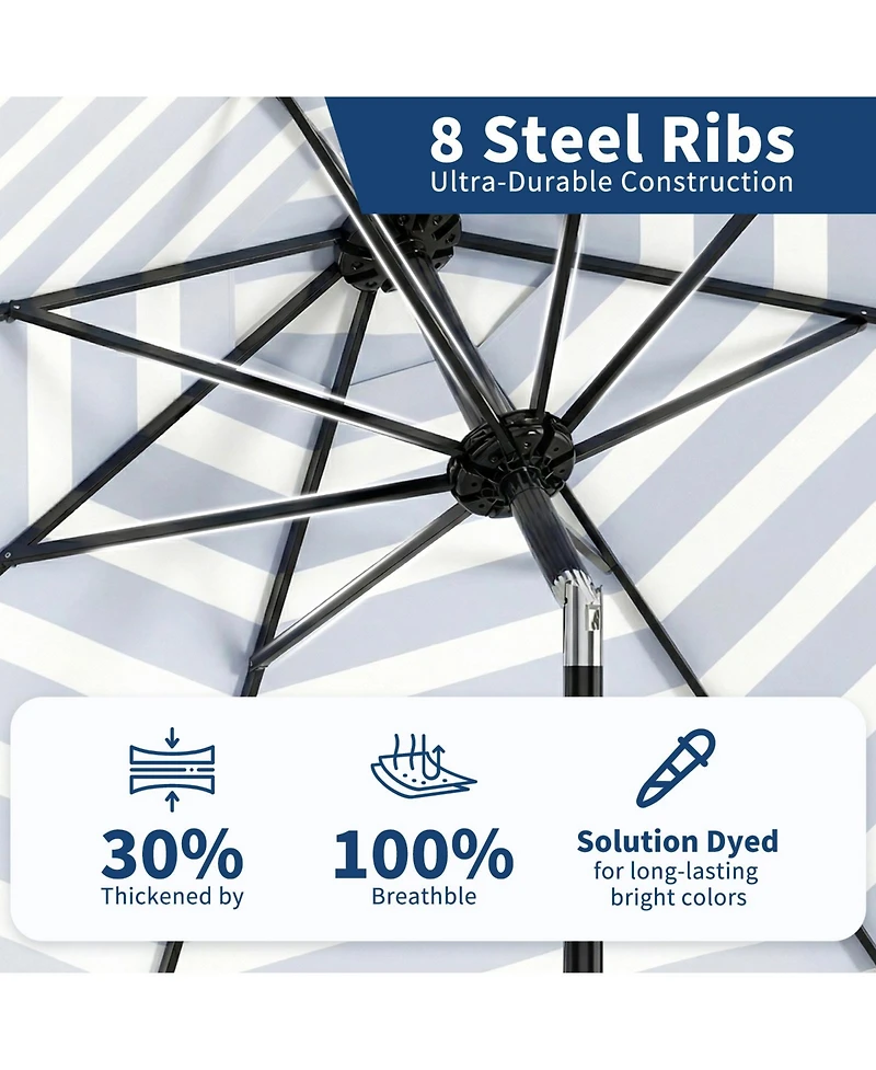 gaomon Durable 9Feet Outdoor Patio Umbrella with 8 Sturdy Ribs, Crank Lift and Push Button Tilt, Waterproof Market Parasol for Garden, Yard