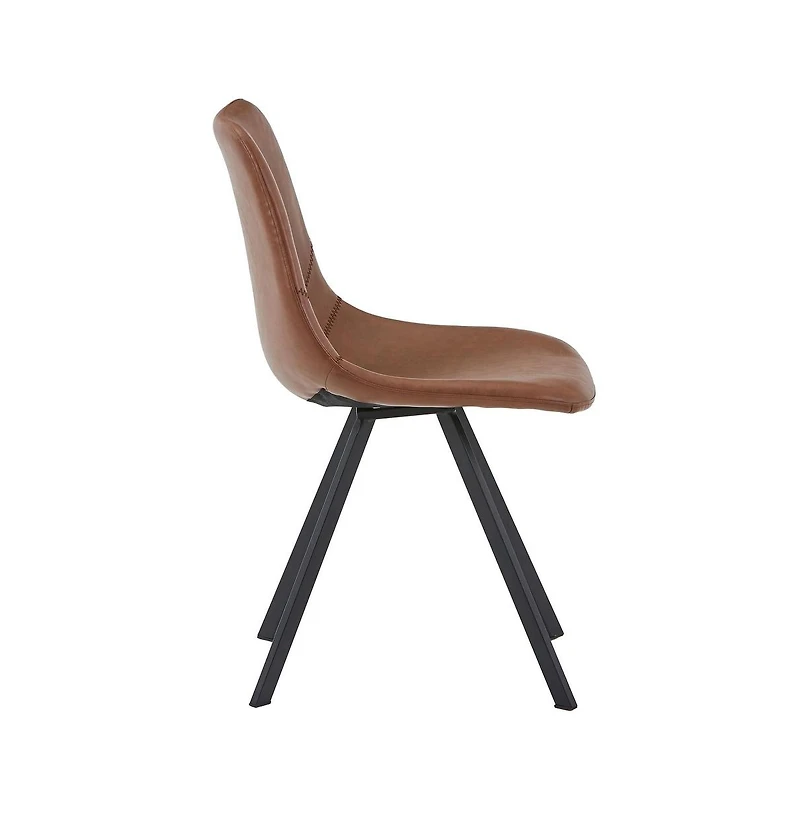 LeisureMod Markley Modern Leather Dining Chair With Metal Legs