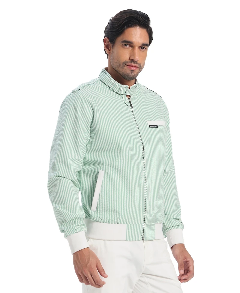 Members Only Men's Seersucker Iconic Racer Jacket