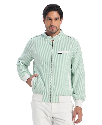 Members Only Men's Seersucker Iconic Racer Jacket