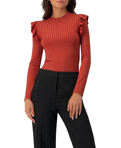 Ivonne Women's Long Sleeve Ruffled Blouse