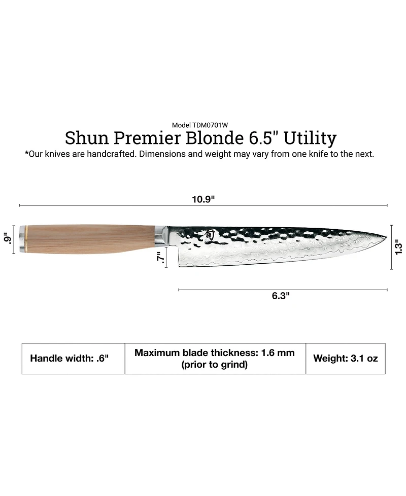 Shun Stainless Steel Premier Blonde 6.5" Utility Knife