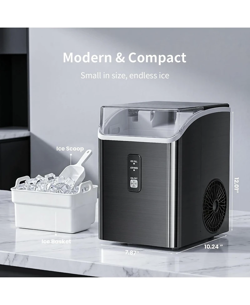 Cowsar Nugget Ice Maker, 33 lbs/Day Pebble Ice, Self-Cleaning