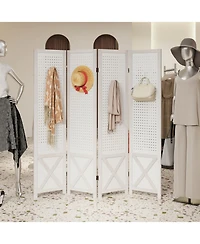 Slickblue 4-Panel Folding Room Divider with Pegboard Design