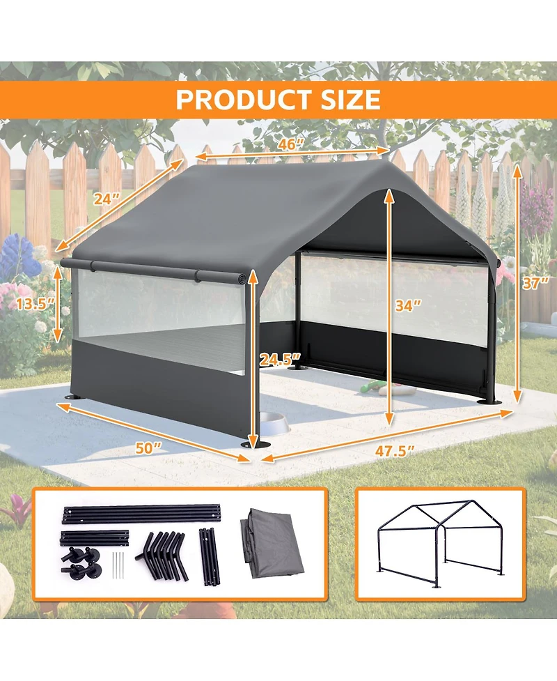 Streamdale Furniture Extra Large Outdoor Pet Tent with Mesh Windows and Canopy 4' x 4' x 3.3'