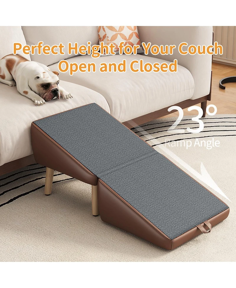 Streamdale Furniture Foldable 2-in-1 Wooden Pet Stairs for Small Dogs and Cats