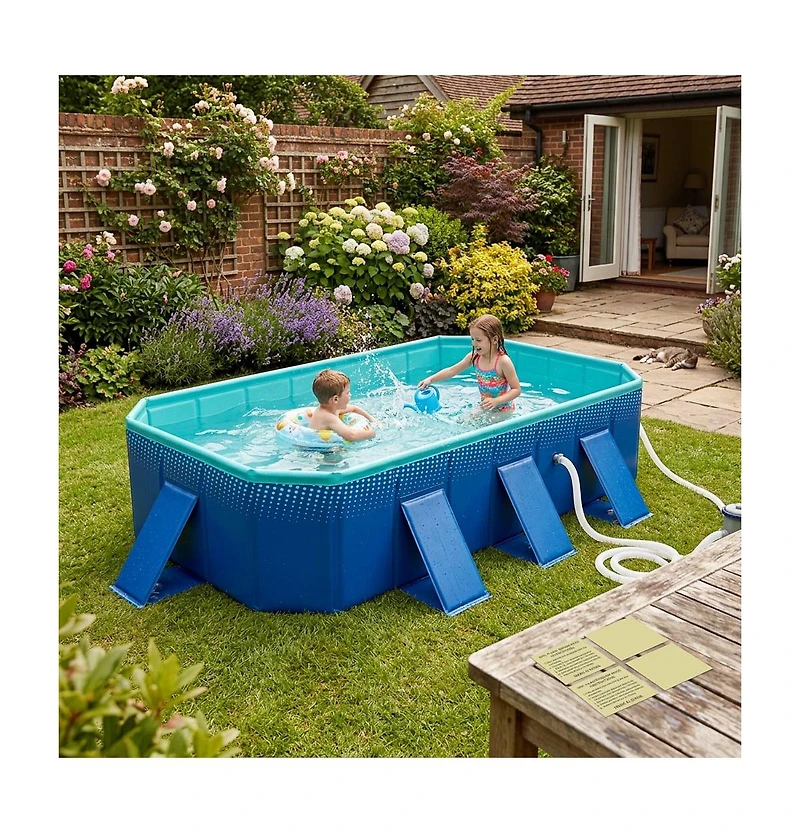 Gouun Non Inflatable Portable Above Ground Swimming Pool with 8 Support Panels