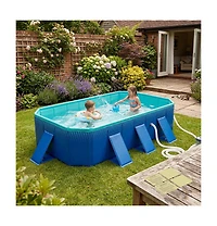 Gouun Non Inflatable Portable Above Ground Swimming Pool with 8 Support Panels