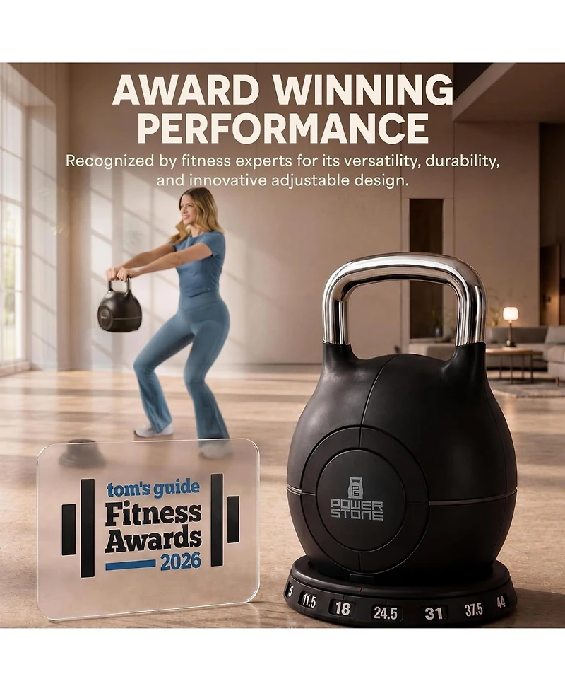 Lifepro Boulder Adjustable Kettlebell – 7-in-1 Weight Set (5–44 lb) with Quick-Select Dial for Full-Body Strength Training