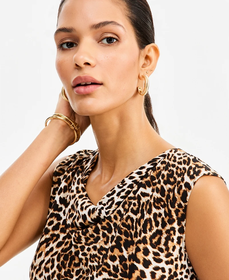 I.n.c. Women's Leopard-Print Cowl-Neck Blouse, Macy's Exclusive