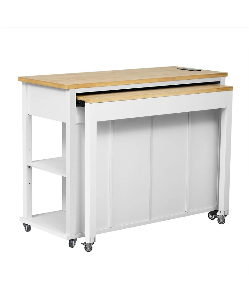 Streamdale Furniture 47'' Kitchen Island with Extendable Dining Table Storage and Power Outlet