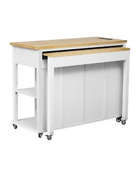 Streamdale Furniture 47'' Kitchen Island with Extendable Dining Table Storage and Power Outlet