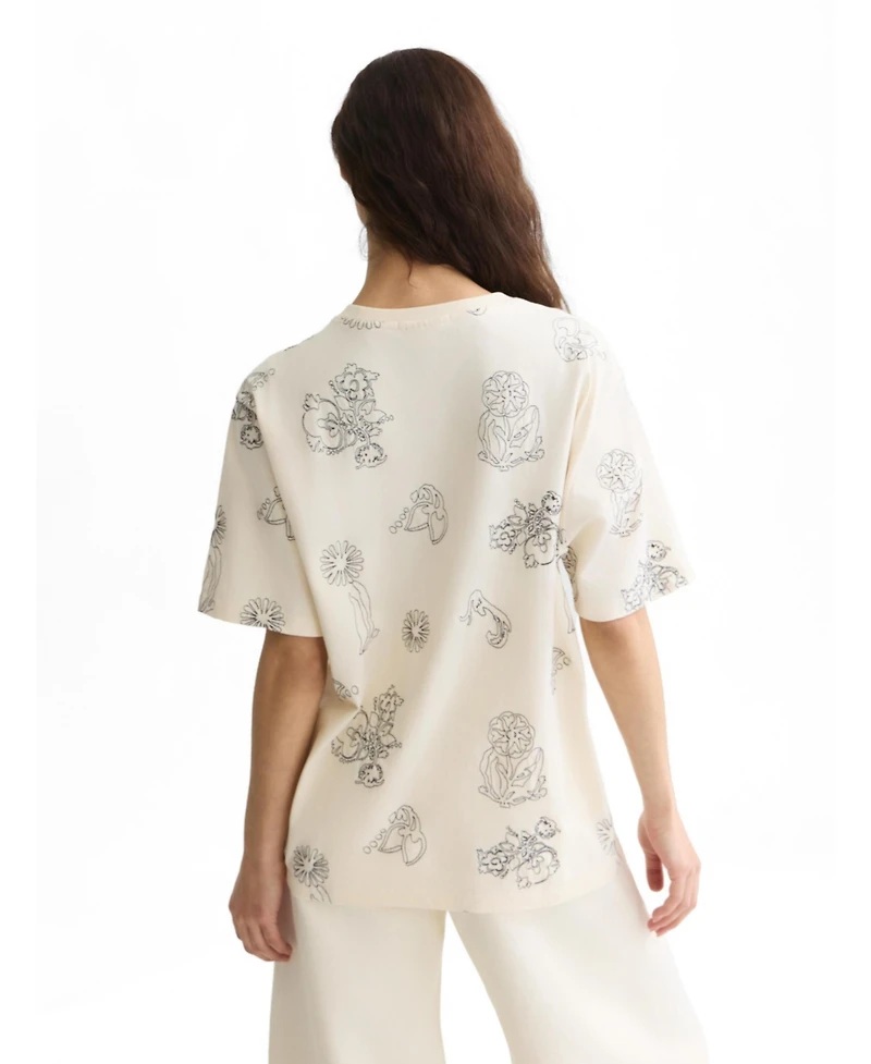 Scotch & Soda Women's Scotch and Soda Embroidered Loose-Fit T-Shirt
