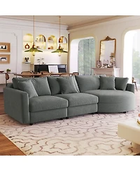 Streamdale Furniture 107'' 3-Piece Chenille Sectional Sofa with Curved Chaise and 3 Pillows