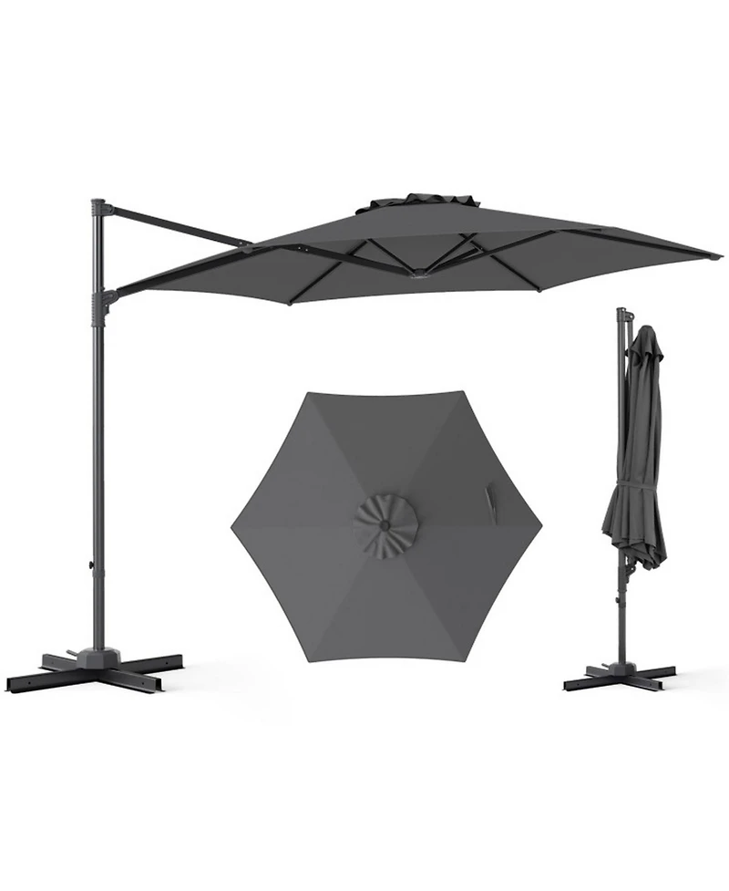 Gouun 10 Feet Patio Cantilever Umbrella with Foot Pedal and Air Vent