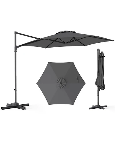 Gouun 10 Feet Patio Cantilever Umbrella with Foot Pedal and Air Vent