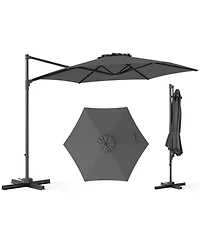 Gouun 10 Feet Patio Cantilever Umbrella with Foot Pedal and Air Vent
