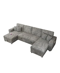 Streamdale Furniture 122'' U-Shaped Pull-Out Sleeper Sofa with Double Storage Chaise