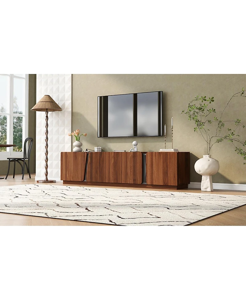 Streamdale Furniture Modern Storage Cabinet with Rounded Corners and Marble Top