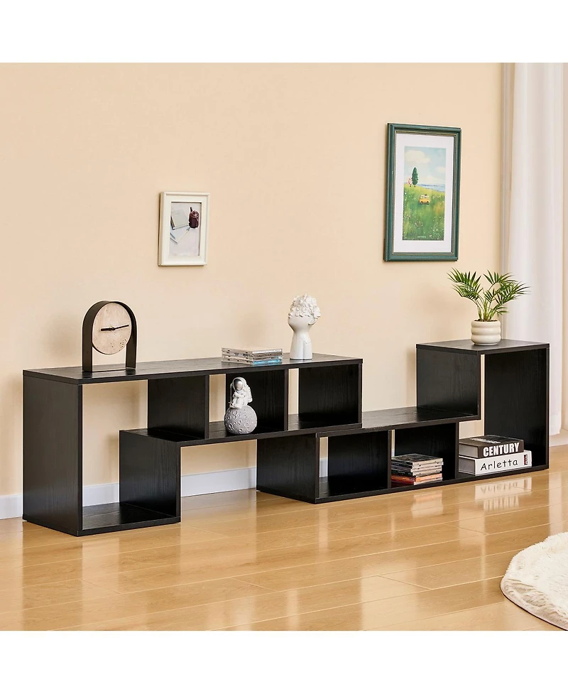 Streamdale Furniture Modern Wood Grain Expandable Media Console with Open Storage