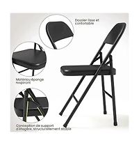 homfan 8-Pack Steel Folding Chairs with Backrest - Heavy Duty Metal Foldable Chairs Hold 350 lbs, Black for Indoor and Outdoor Events