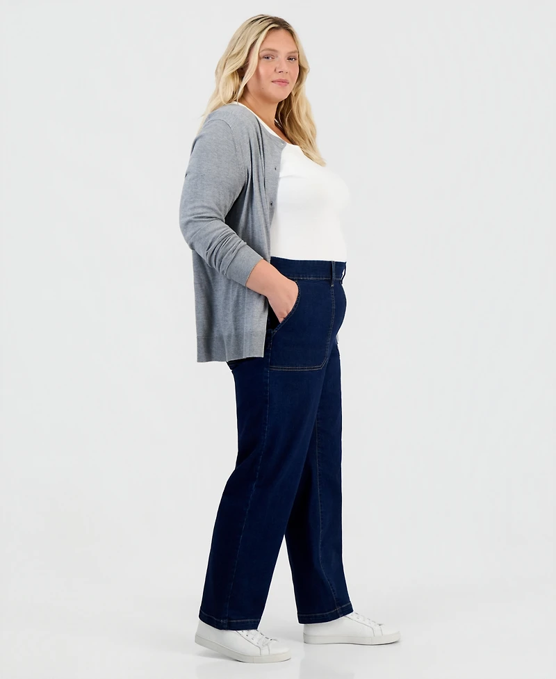 Style & Co Plus High-Rise Pull-On Utility Jeans, Macy's Exclusive
