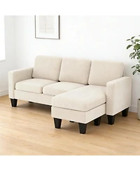 Clihome 72.8" L-Shaped Corduroy Sofa Premium Modular Couch Sofa, Soft Seating