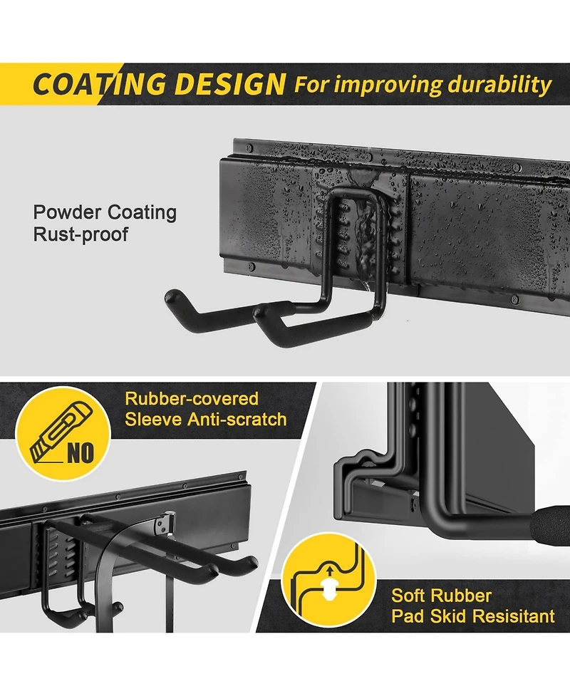 Xdovet Garden Tool Organizer Wall Mount Rack System with Adjustable Hooks