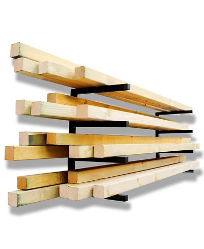 Xdovet Wall Mount Wood Organizer Metal Storage Rack 4-Level Heavy Duty - Black