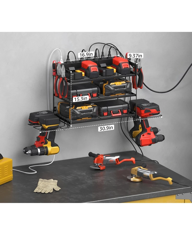 Xdovet Three-tier wall-mounted tool storage rack